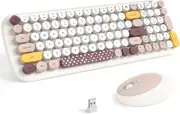 MOFII Wireless Keyboard and Mouse, Typewriter Full Size Off White