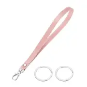 7 Inch Wristlet Strap PU Leather with 2 Silver Rings for Clutch (Rose Gold)