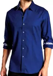 ROBERT GRAHAM WINDSOR PAISLEY LONG SLEEVE BUTTON UP NAVY BLUE L
