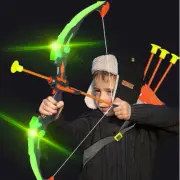 Night Time Green Light Up Bow With 3 Suction Cup Arrows Kids Archery Game Toy