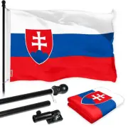 Combo Pack: 6 Ft Tangle Free Spinning Flagpole (Black) & Slovakia Flag 3x5
