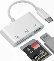 USB C SD Card Reader USB Adapter(3 in 1) Micro SD TF for Apple iPhone 16 15 Type C MacBook Accessories USB-A Digital Camera Flash Drive Photo Transfer Computer Laptop for IPad Compatible with Samsung