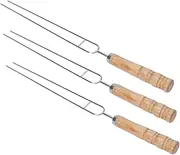 3pcs Barbecue Forks Wooden Bamboo Marshmallow Roasting Forks Marshmallow Sticks Roasting Sticks