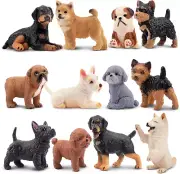 12-Piece Mini Dog Figures Toy Set – Realistic Hand-Painted Puppies, Assorted Bre