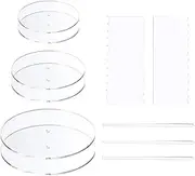 jingfei Acrylic Round Cake Disk Set - Cake Discs Base Boards with Center Hole - 2 Comb Scrapers (4 Patterns) & Dowel Rod