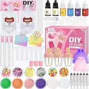 GOGOPARTY DIY Lip Gloss Making Kit, 30PCS DIY Lip Gloss Making Set, Fun Makeup Gift Kits for Women Girls to Make Moisturizing and Shiny Lip Gloss