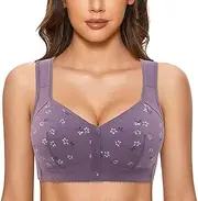 [WAJCSHFS] Bras for Women Front Closure Bras Comfortable Bra for Seniors Support Wide Back Full Coverage Bras, Za-purple
