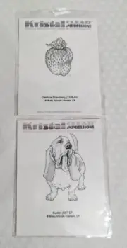 2 Kristal Clear Impressions Rubber Stamp Die on Card Basset Hound & Strawberry