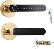 Smart Lock, Tuya Biometric Fingerprint Smart Door Lock Password Electronic Digital Lock Keyless Entry Door Knobs Lock for Bedroom Home for Home Office Bedroom(3200glod) Learned extensively Aqiong