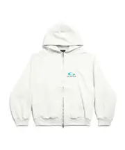 Balenciaga Logo Printed Zip-Up Jacket white