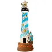 Lighthouse Decor Snow Globe Ocean Nautical Sparkly Glittering Lantern Figurin...
