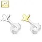 14K Gold Butterfly BioFlex Labret Medusa Philtrum Tragus Conch Helix Ring Stud
