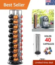 Compact Black Coffee Pod Holder for 40 Nespresso Capsules - Scratch-Proof Base