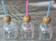 PATRON: "Tequila 100% De Agave" Plastic Bottle w-Straws Set of 3 Unused!