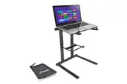 Pyle Portable Folding Laptop Stand - Standing Table with Foldable Height and Secondary Accessory Tray for iPad, Tablet, DJ Mixer, Workstation, Gaming and Home Use with Bag - PLPTS35