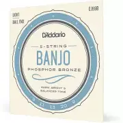 D'Addario EJ69 5-String Ball-End Banjo Strings, Phosphor Bronze, Light, 9-20