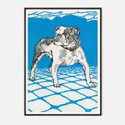 Galrie Charming Vintage Bulldog Art Print - Whimsical Canine Decor for Home, Black Frame, A0 84 x 119cm (33 x 47inch)