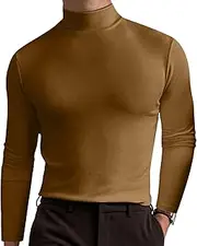 [JEShifangjiusu] Men's Turtleneck Solid Shirts Long Sleeve Basic Turtle Neck Undershirt Lightweight Stretch Thermal Pullover