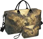 [ZRYSMY] Duffel Bag for Traveling, Gothic Skeleton Angel Travel Bag Gym Bag, with Multiple Interior Pockets Shoulder Weekender Bag for Women Men with Toiletry Bag 20.5L x 1.9W x 13.8H, Multi-Colored
