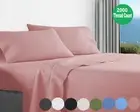 2000TC Ultra Soft Flat Fitted Bed Sheet Set Pillowcases Double/Queen/King