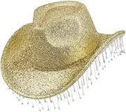 [Frediuo] Cowboy Hat for Women Sparkly Jazz Top Cap for Club Photo Props Carnival Festival