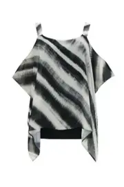 Wallis Black And White Striped Overlay Top Size Small rrp £38 DH9 MM 07