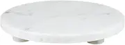 Santa Barbara Design Studio Marble Serving Board Strong Stone Round Footed Tray, 10" Diameter, White