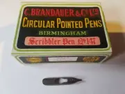 Vintage C. Brandauer & Co. Ltd. Circular Pointed Pen nibs, Scribbler Pen No. 147