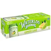 Waterloo Sparkling Water Lime Flavor Zero Calorie No Sugar 12oz Cans Pack of ...