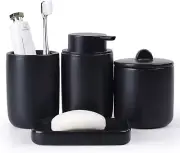 Ceramic Bathroom Accessories Set - Bathroom Counter Soap Set Black Bathroom D...