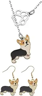 [LIFKOME] 1Set Corgi Shaped Necklace Earrings Adorable Dog Themed Jewelry for Pet Lovers Birthday present Elegant Daily Wear Delicate Cartoon Design