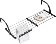 Portable Clothes Drying Rack for Balcony ,Foldable Railings Windowsill, Retractable Radiator Clothes Airer,29"x13" Folding Towel Rack Indoor Outdoor travel Laundry Rack with Clips (A-35"x13")