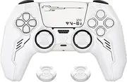 PlayVital Mecha Edition Silicone Cover Compatible with ps5 Controller with 2 Joystick Caps and 6 Stickers, Shockproof Non-Slip Grip Protector Accessories, Fits for ps5 Charging Station - White
