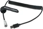 BMPCC-4K|6K Flexible Power-Cable for Blackmagic-Pocket-Cinema-Camera from USB-C Type-C PD-Power-Bank Output to 2 Pin Female Coiled Cable Alvin's Cables