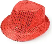 [LKQBBSZ] Western Sequin Fedora Hat Bling Dance Hats Shining Sequin Hat for Kids