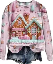 [Vifucz] Ugly Christmas Sweatshirt for Women 2023,Fairytale World Candy Town 3D Digital Print Pullovers Trendy Casual Hoodies