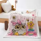 Lovely Owl Potted Flowers 3D Warm Plush Fleece Blanket Picnic Sofa Couch