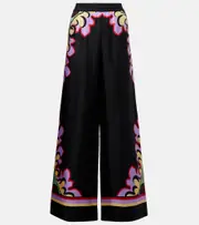 [La DoubleJ] La DoubleJ Printed silk palazzo pants UK 8 black