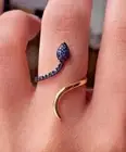 1Ct Round Lab Created Blue Sapphire Adjustable Snake Ring 14k Yellow Gold Plated