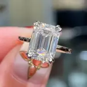 8 ctw Created Emerald Cut Diamond Women's Engagement Ring 14k White Gold Plated