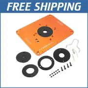 Precision Aluminum Router Table Insert Plate with Pre-Drilled Holes & Rings
