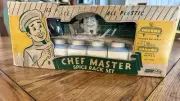 Vintage Chef Master Lustrex Spice Rack Set 13 Pieces White & Blue Orig Box NOS