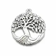 Large Tree of Life Pendant Antiqued Silver Tree Charm 34mm Inspirational Jewelry
