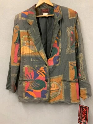 NWT VTG Patina International Women Vintage Large Rayon Blazer Jacket Multicolor
