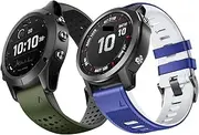 [VEVEL] 2pcs 22mm Silicone Watch Bands for Fenix 7/Fenix 6/ Fenix 5/Fenix 5 Plus/Fenix 6 Pro