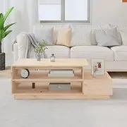 Solid Wood Coffee Table for Living Room, Natural Pine, Modern Storage Furniture, Tea, Rustic Mesa, Table for Apartment Decor