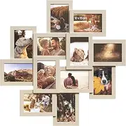 [SONGMICS] Picture Frame Collage for 12 Photos in 4x6, Picture Frames, Photo Frame Set, Glass, Assembly Required, Wall-Mounted, Family Photos, MDF, Natural RPF022N01