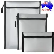 Fireproof Document Bag Zipper Closure Cash Safe Storage Waterproof Pouch AU