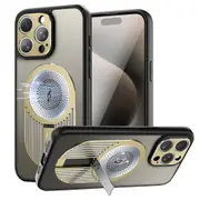 Magnetic Phone Case for iPhone 16 Pro Max, Shockproof, Bracket, Aromatherapy & Heat-Dissipating, Golden
