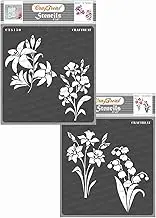 Craftreat Stencil - Lily, Iris, Daffodil & Bell Flower (2 pcs) | Reusable Painting template for Home Decor, Crafting, DIY Albums, Scrapbook and Printing on Paper, Floor, Wall, Tile, Fabric, Wood 6"X6"